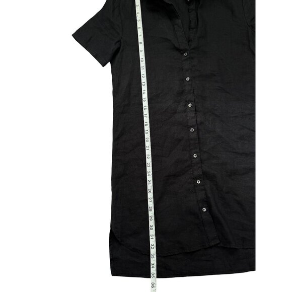 James Perse Black Shirt Dress Button-Up Linen Short-Sleeve Womens Size 1 / US S - Picture 6 of 8